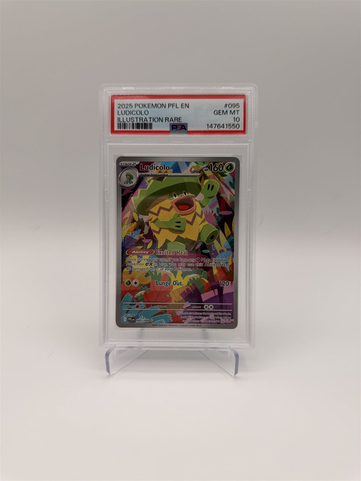 PSA 10 Ludicolo Illustration Rare — 2025 Phantasmal Flames #095/094