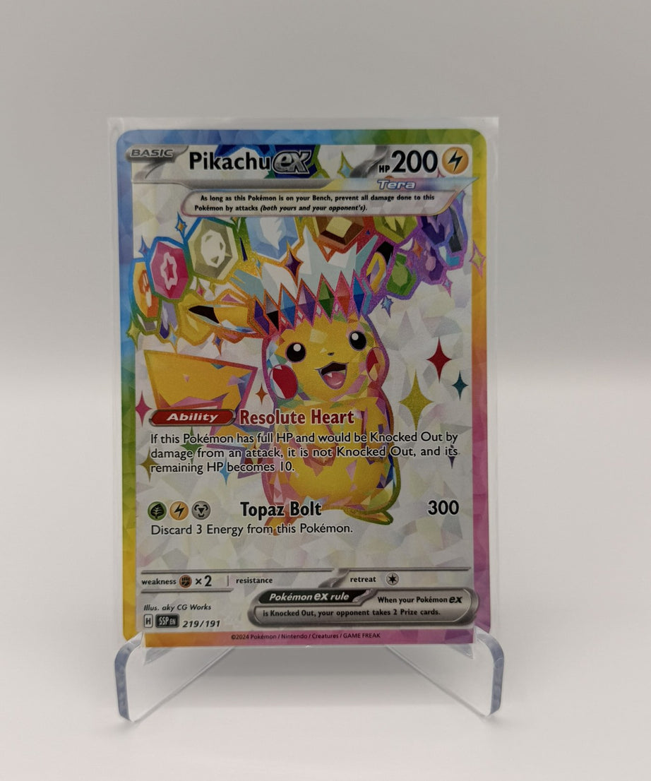 Pikachu ex — Surging Sparks #219/191 Full Art (Raw, Near Mint)