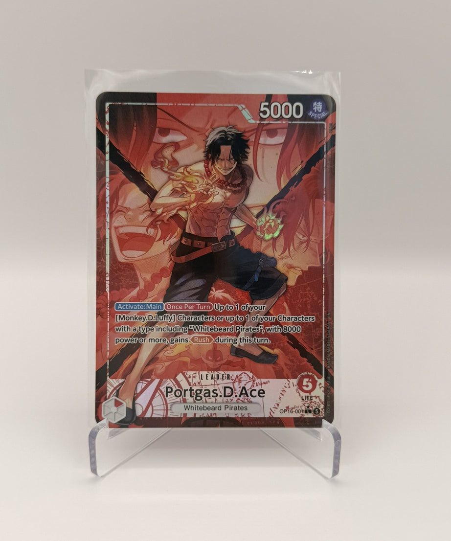 Portgas.D.Ace — OP16-001 Leader Alternate Art, The Time of Battle (Raw, Near Mint)